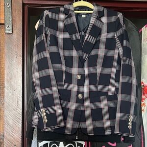 Tommy Hilfiger Black Plaid Blazer with White & Red Windowpane